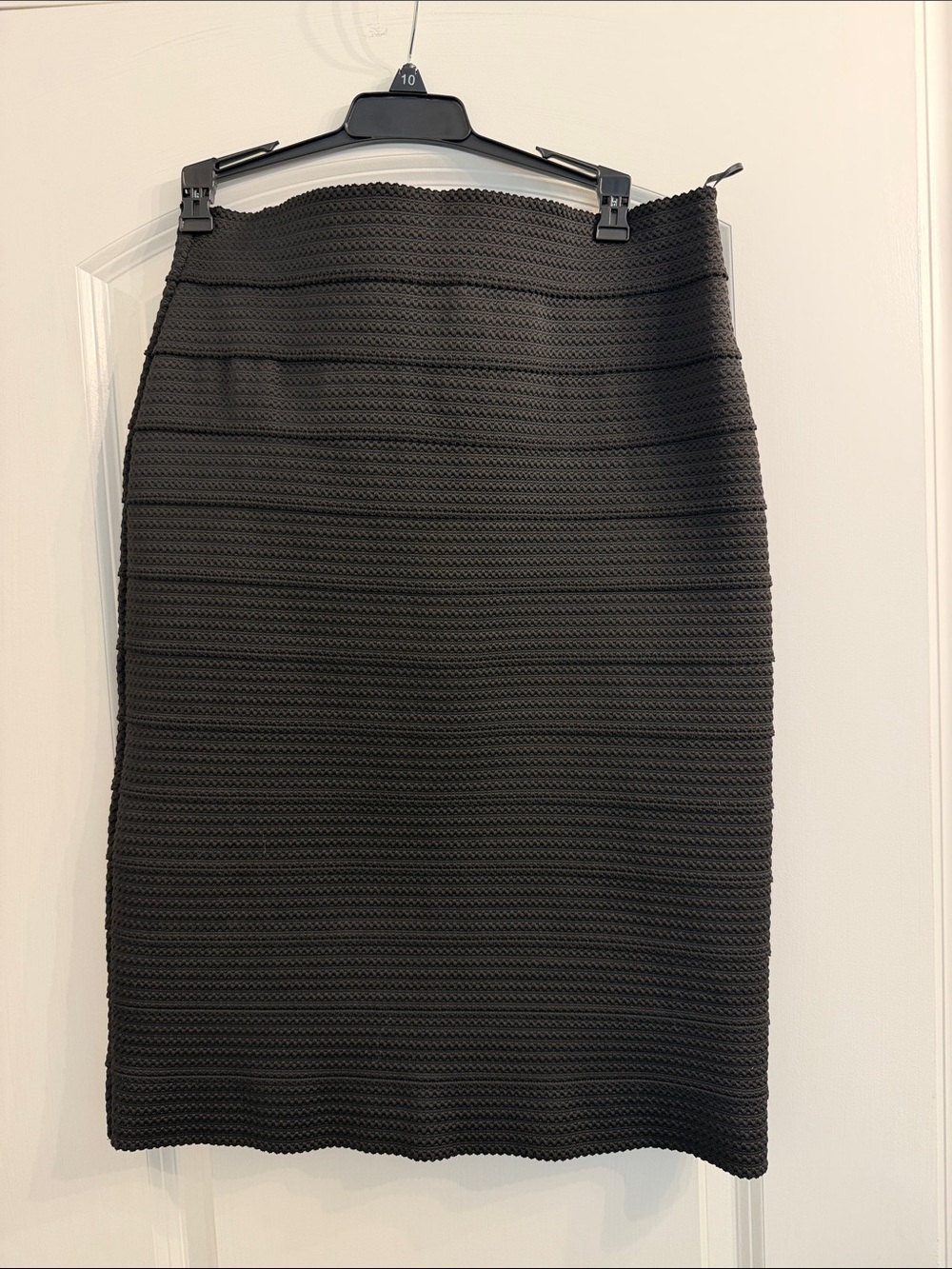 Zara Black Textured Rib Knit Pencil Skirt high waist full zip back NWT size L - Picture 1 of 10
